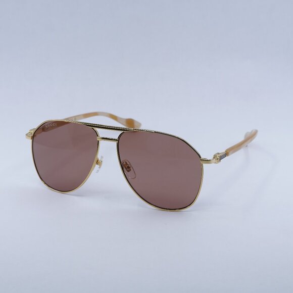 ?️ New Gucci GG1220S 003 Sunglasses - Gold Frame, Cognac Lenses main image 9
